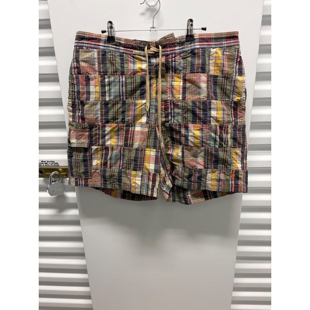 Polo Ralph Lauren Swim Trunks Mens XL Multi Color Good Patchwork Madras Plaid